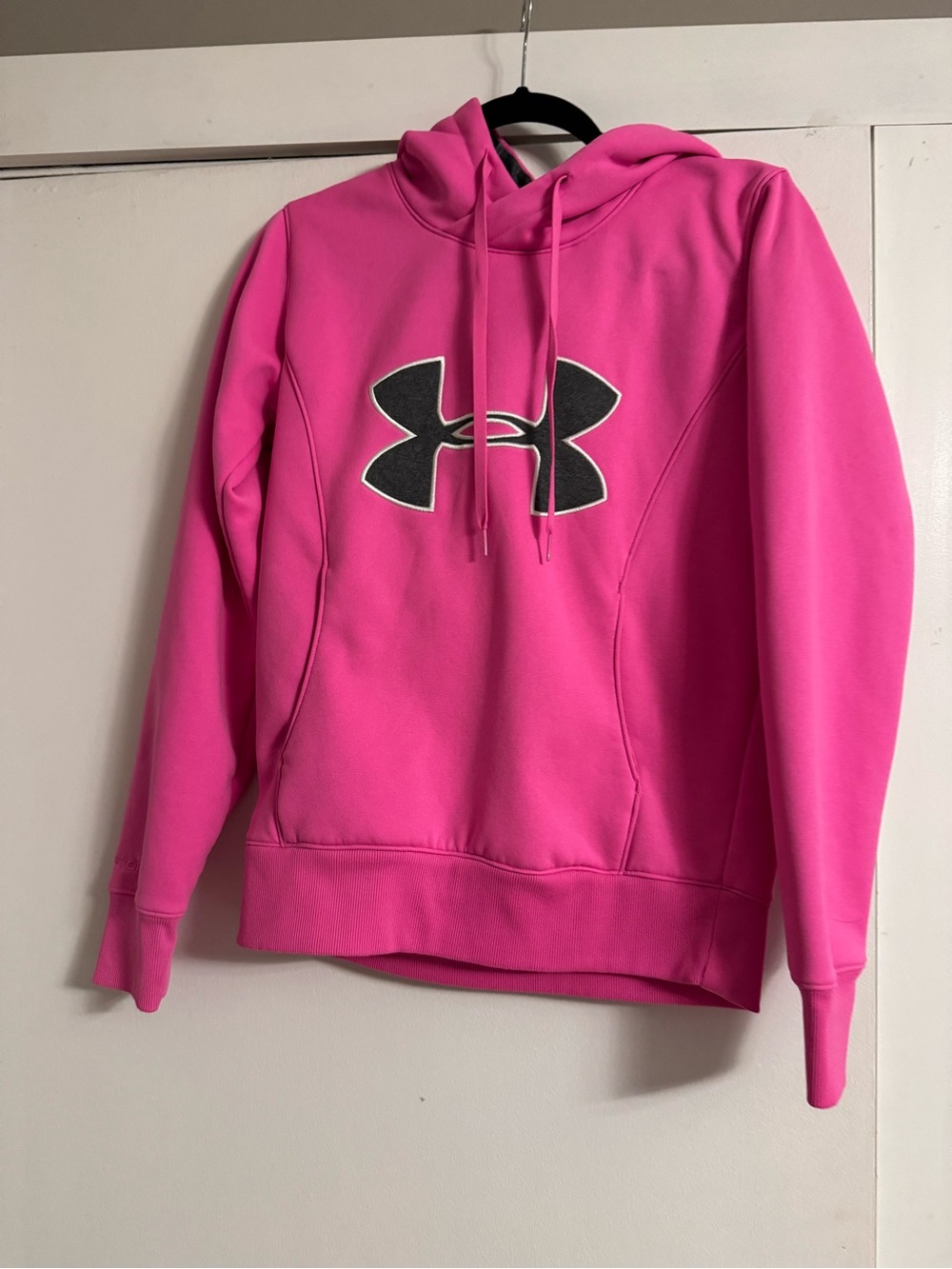 Under Armour Hot Pink Pullover Hoodie with Black Logo